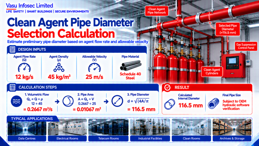 Clean Agent Pipe Diameter Selection Calculation