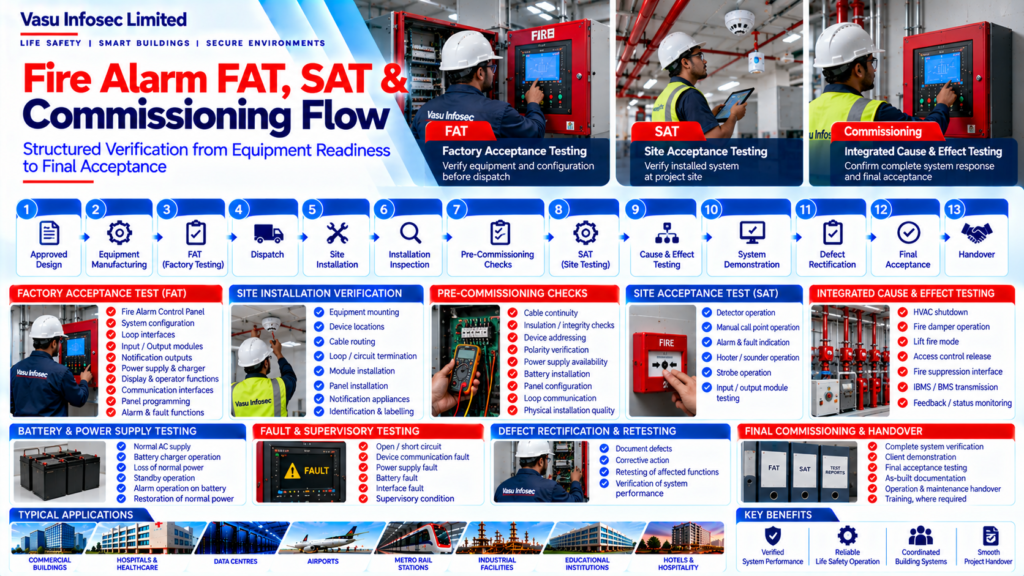 Fire Alarm FAT, SAT & Commissioning Flow