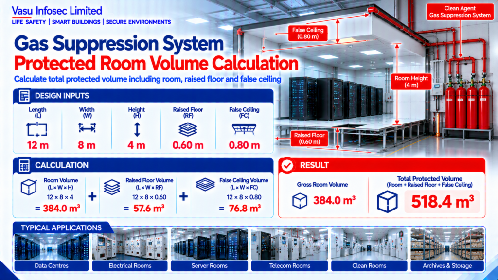 Gas Suppression System Protected Room Volume Calculation