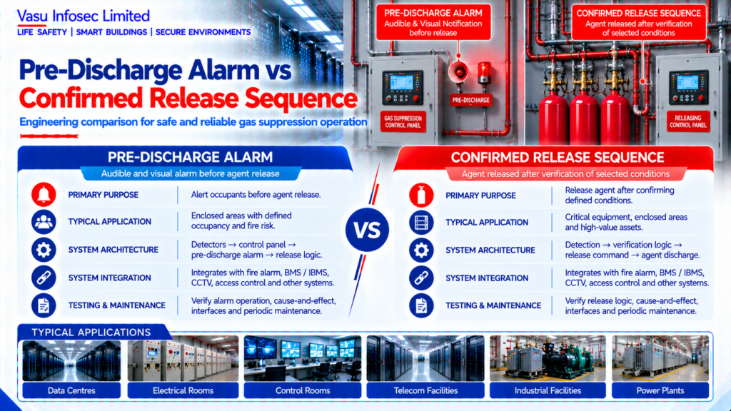 Pre-Discharge Alarm vs Confirmed Release Sequence