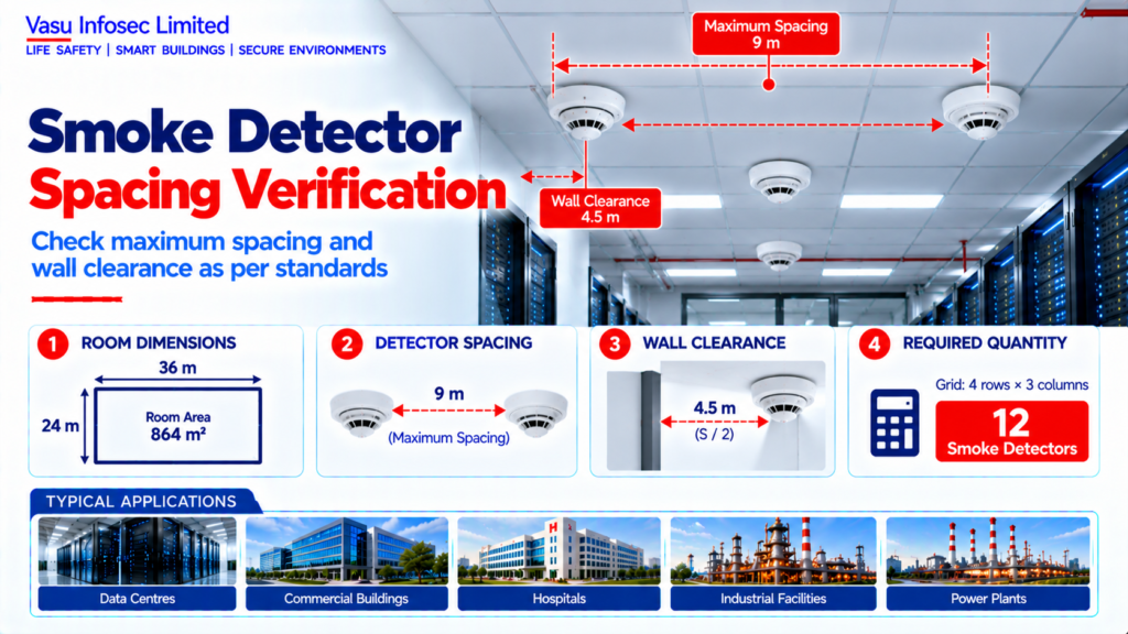 Smoke Detector Maximum Spacing Verification Calculation
