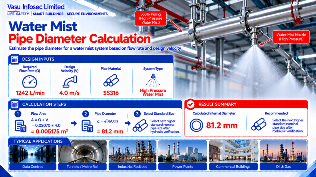 Water Mist Pipe Diameter Calculation