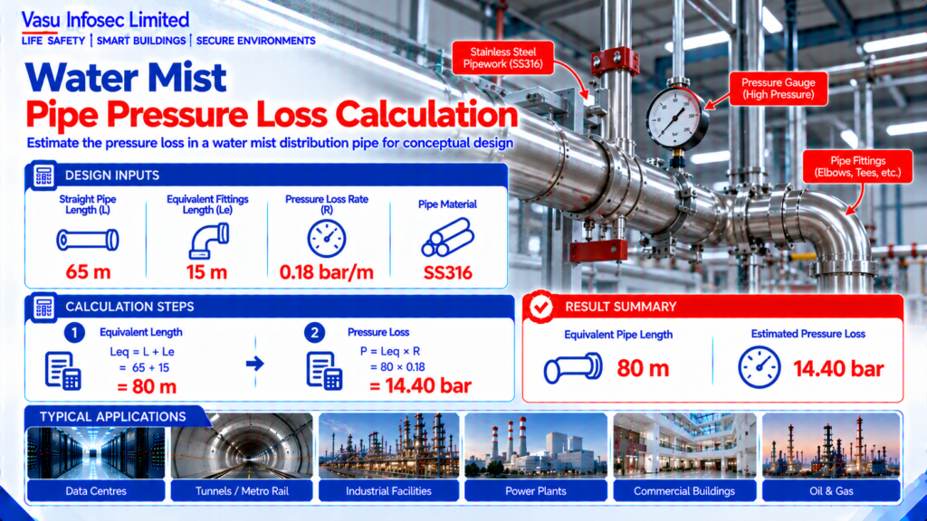 Water Mist Pipe Pressure Loss Calculation